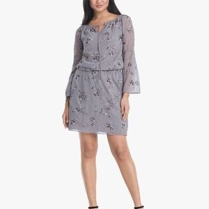 White House Black Market Gray Floral Dress